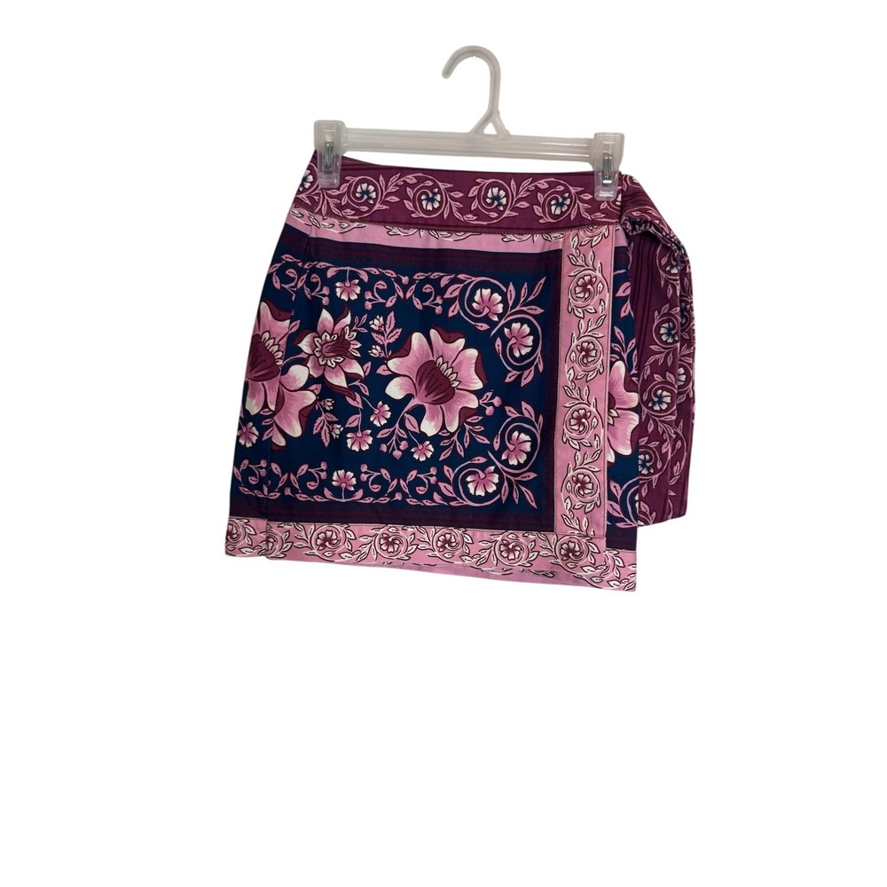 Farm Rio Skirt Womens 23 Mini Wrap Boho Floral‎ Print Summer Casual Beach